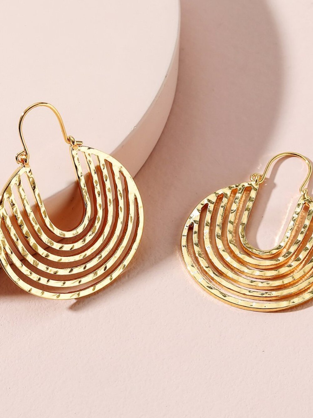 NEW Anthropologie Hammered Curved Gold Hoop Earrings